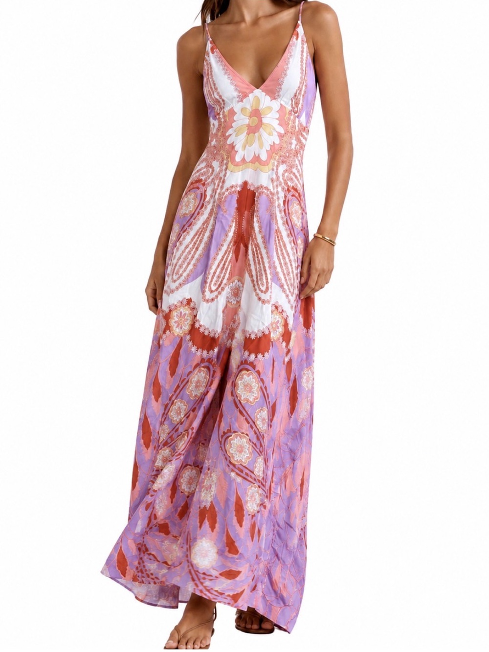 Carolina K Mixed Print Dress NEW